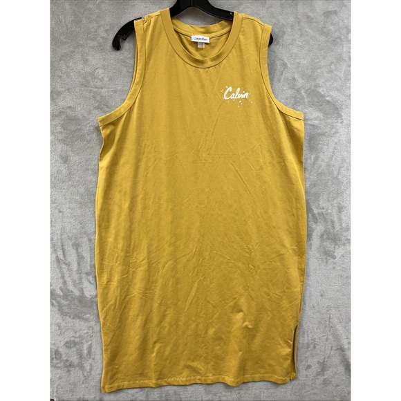 Calvin Klein Dresses & Skirts - Calvin Klein Dress Women's 1X Midi Tank Sleeveless Beachy Mustard Yellow Coastal